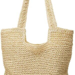 Straw Beach Tote Bag Women Vintage Travel Summer Shoulder Purse Eco-Friendly